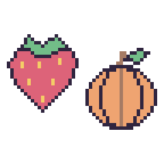 Pixel art Fraise et Citrouille, grille 48 × 48