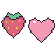 Pixel art Fraise et Cœur, grille 48 × 48