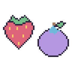 Pixel art Fraise et Myrtille, grille 48 × 48
