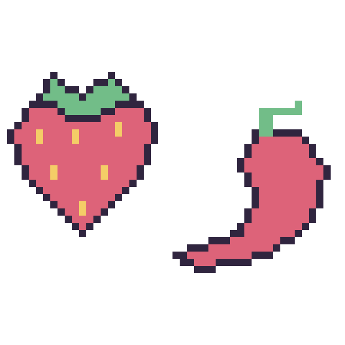 Modèle de pixel art Fraise et Piment sur une grille de 48 par 48 cases