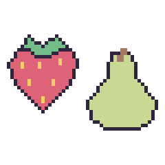 Pixel art Fraise et Poire, grille 48 × 48