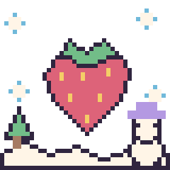 Pixel art Fraise en hiver, grille 40 × 40