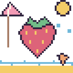 Pixel art Fraise à la plage, grille 40 × 40