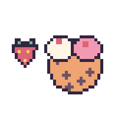 Pixel art Fraise simple 10 × 10 et Cookie double garniture, grille 40 × 40