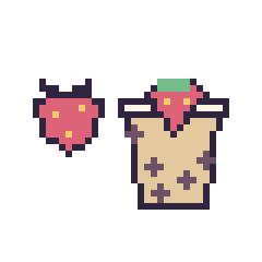 Pixel art Fraise simple 12 × 12 et Boba avec une fraise, grille 40 × 40