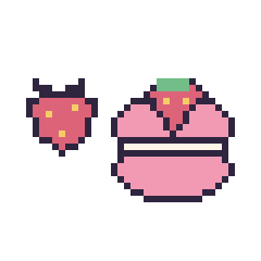 Pixel art Fraise simple 12 × 12 et Macaron avec une fraise, grille 40 × 40