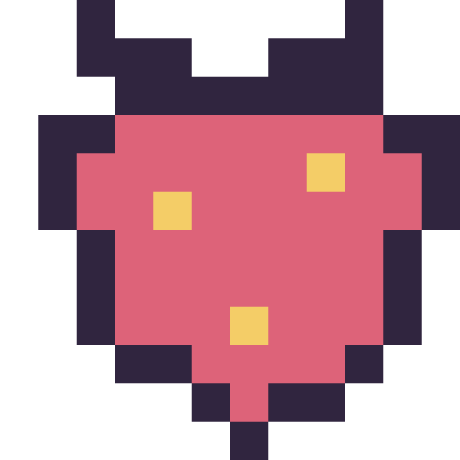 Modèle de pixel art Fraise simple 12 × 12 sur une grille de 12 par 12 cases