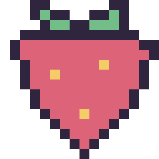 Modèle de pixel art Fraise simple 16 × 16 sur une grille de 16 par 16 cases