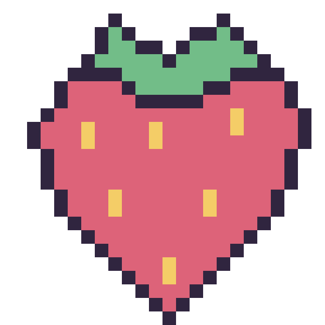 Modèle de pixel art Fraise sur une grille de 24 par 24 cases