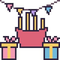Pixel art Frites pour un anniversaire, grille 40 × 40