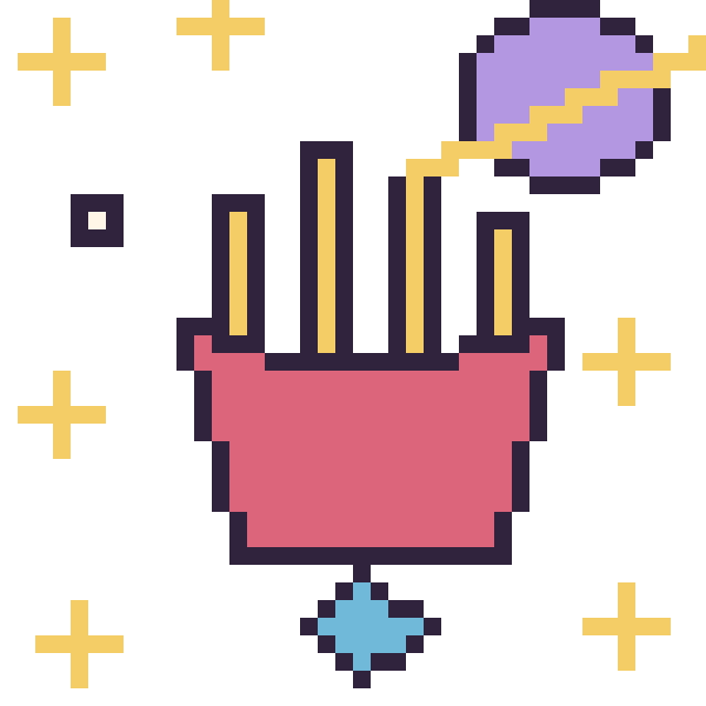 Modèle de pixel art Frites dans l’espace sur une grille de 40 par 40 cases