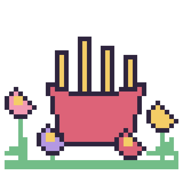 Modèle de pixel art Frites dans le jardin sur une grille de 40 par 40 cases