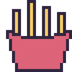 Pixel art Frites, grille 24 × 24