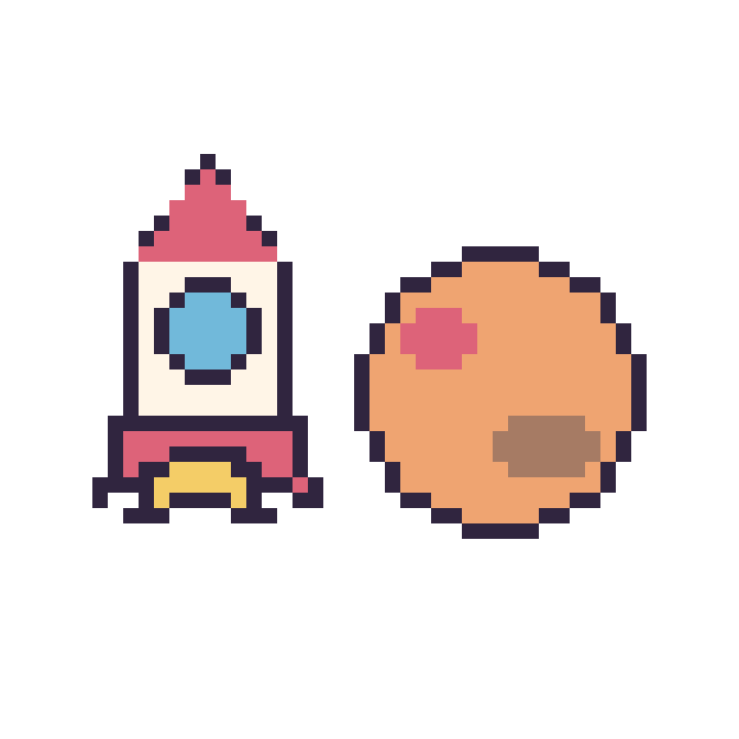 Modèle de pixel art Fusée et Mars sur une grille de 48 par 48 cases