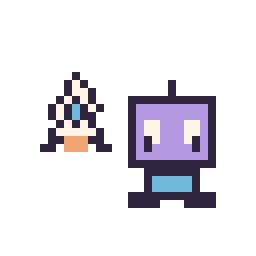 Pixel art Fusée simple 10 × 10 et Robot kawaii 16 × 16, grille 32 × 32