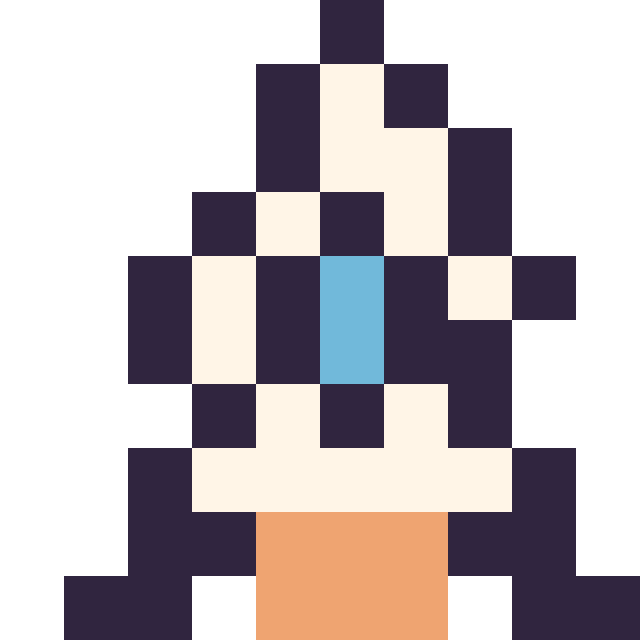 Modèle de pixel art Fusée simple 10 × 10 sur une grille de 10 par 10 cases