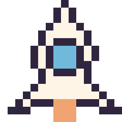 Pixel art Fusée simple 16 × 16, grille 16 × 16