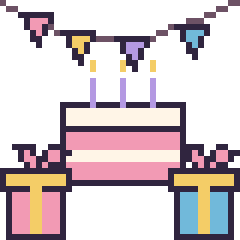 Pixel art Gâteau pour un anniversaire, grille 40 × 40