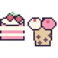 Pixel art Gâteau avec des cerises et Boba double garniture, grille 40 × 40