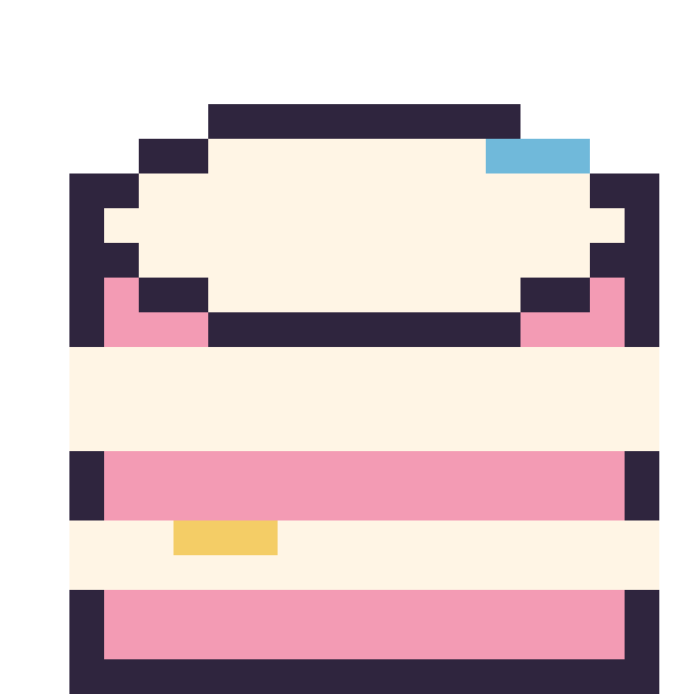Modèle de pixel art Gâteau décoré sur une grille de 20 par 20 cases