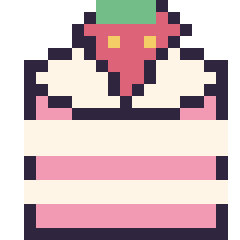Pixel art Gâteau avec une fraise, grille 20 × 20