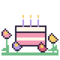 Pixel art Gâteau dans le jardin, grille 40 × 40