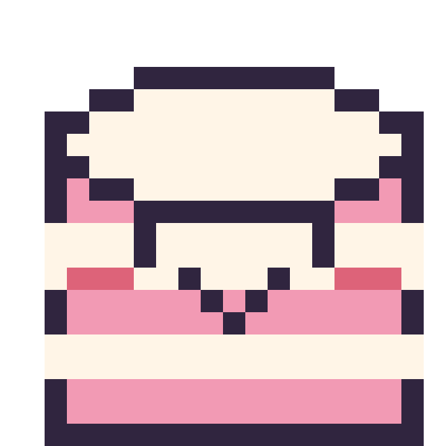 Modèle de pixel art Gâteau kawaii sur une grille de 20 par 20 cases