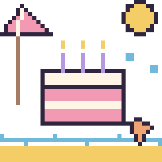 Modèle de pixel art Gâteau à la plage sur une grille de 40 par 40 cases