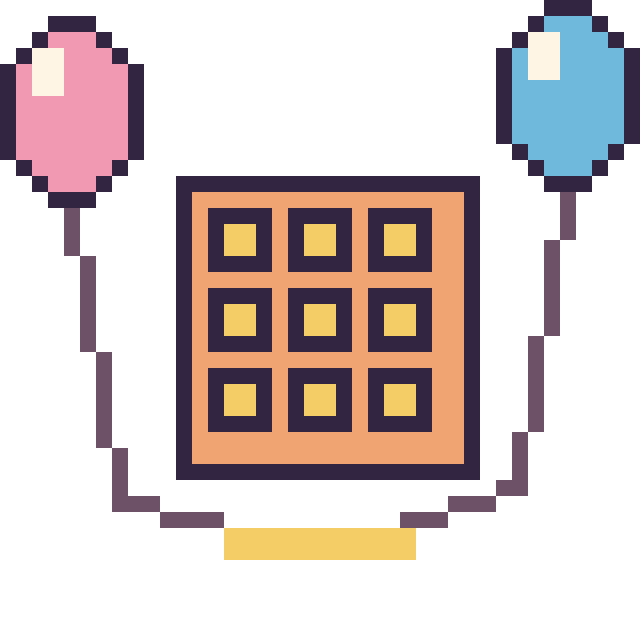 Modèle de pixel art Gaufre avec des ballons sur une grille de 40 par 40 cases