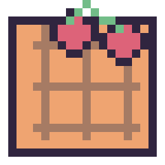 Pixel art Gaufre avec des cerises, grille 20 × 20