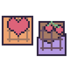 Pixel art Gaufre avec un cœur et Chocolat avec des cerises, grille 40 × 40