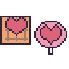 Pixel art Gaufre avec un cœur et Sucette avec un cœur, grille 40 × 40