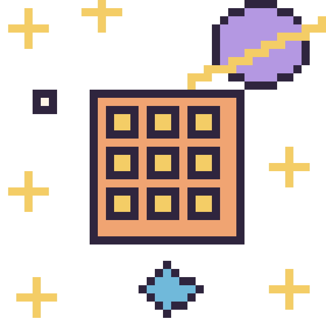 Modèle de pixel art Gaufre dans l’espace sur une grille de 40 par 40 cases