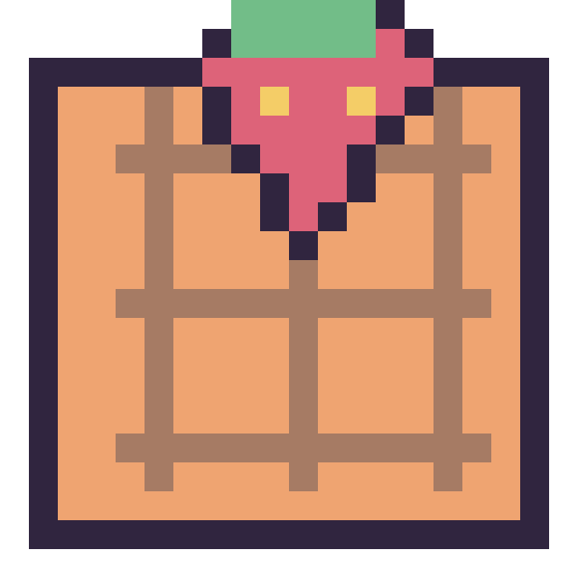 Modèle de pixel art Gaufre avec une fraise sur une grille de 20 par 20 cases