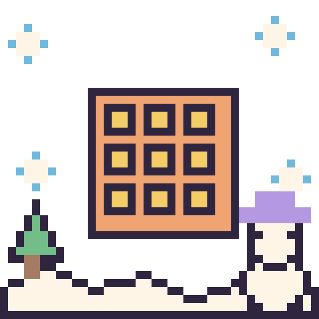 Modèle de pixel art Gaufre en hiver sur une grille de 40 par 40 cases