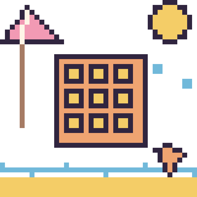 Modèle de pixel art Gaufre à la plage sur une grille de 40 par 40 cases