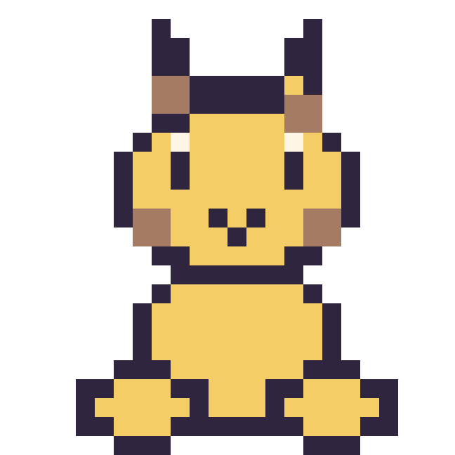 Modèle de pixel art Girafe assis sur une grille de 24 par 24 cases