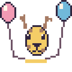 Pixel art Girafe avec des ballons, grille 40 × 40