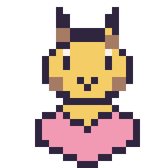 Pixel art Girafe avec un cœur, grille 24 × 24
