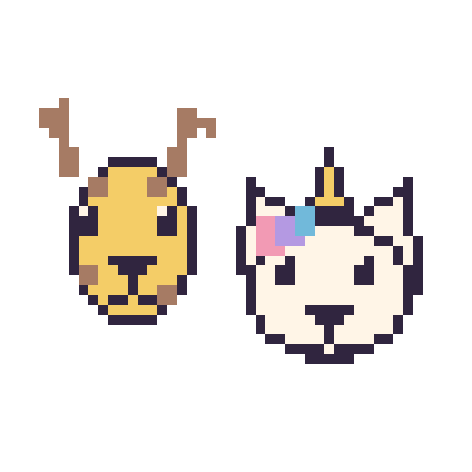 Modèle de pixel art Girafe et Licorne sur une grille de 48 par 48 cases
