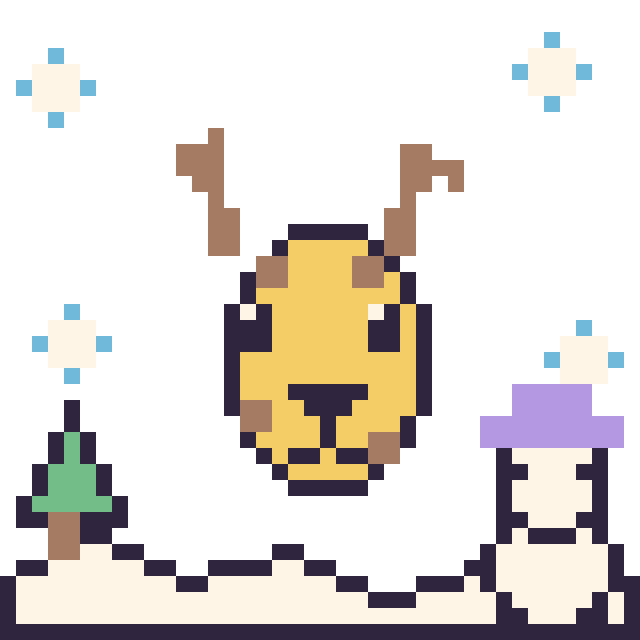 Modèle de pixel art Girafe en hiver sur une grille de 40 par 40 cases
