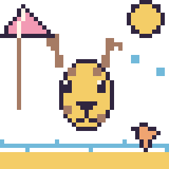Pixel art Girafe à la plage, grille 40 × 40