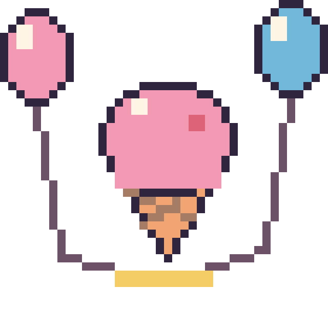 Modèle de pixel art Glace avec des ballons sur une grille de 40 par 40 cases