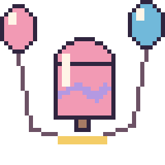Pixel art Glace bâtonnet avec des ballons, grille 40 × 40
