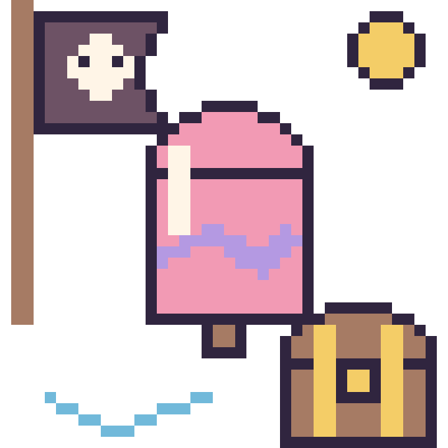 Modèle de pixel art Glace bâtonnet en aventure pirate sur une grille de 40 par 40 cases