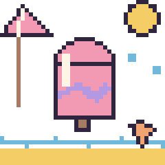 Pixel art Glace bâtonnet à la plage, grille 40 × 40