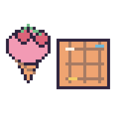 Pixel art Glace avec des cerises et Gaufre décoré, grille 40 × 40