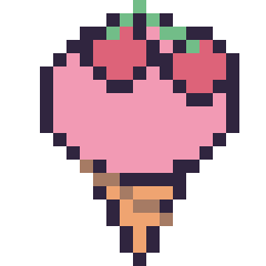 Pixel art Glace avec des cerises, grille 20 × 20