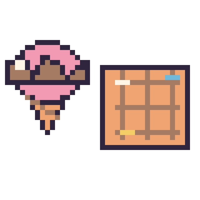 Modèle de pixel art Glace au chocolat et Gaufre décoré sur une grille de 40 par 40 cases