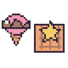 Pixel art Glace au chocolat et Gaufre avec une étoile, grille 40 × 40